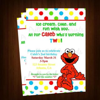 Sesame Street Birthday Party Invitations on Elmo Sesame Street Birthday Party Invitation Custom Personalized