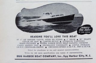 1949 egg harbor jersey sea skiff boat ad new jersey