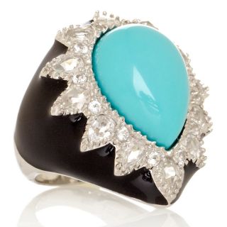 Jewelry Rings Gemstone Rarities Blue Turquoise and Topaz Black