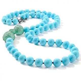 Boyce Turquoise Color Bead Crystal Station 37 1/2 Necklace