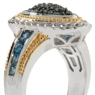 Victoria Wieck .62ct Blue Diamond and London Blue Topaz 2 Tone Ring at