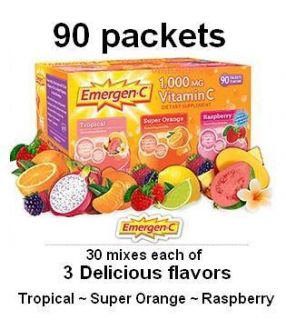 Emergen C Vitamin 90 Drink Mix Orange Raspberry Tropical Immune Energy