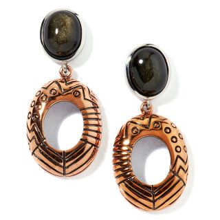 Hilary Joy Obsidian Textured Copper and Sterling Silver Earring