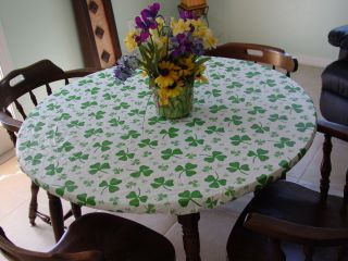   Pattern Vinyl Non Slip Tablecloth w Elastic Edging Round up to 32