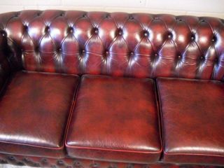 English Chesterfield 3 Seat Leather Sofa Nice Tufted Model