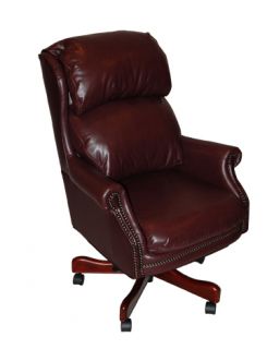 Genuine Burgundy Leather Executive Office Desk Chair