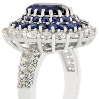Jean Dousset 4.49ct Absolute and Created Sapphire Oval Ring