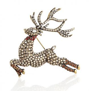 Heidi Daus Glitzen Crystal Accented Reindeer Pin