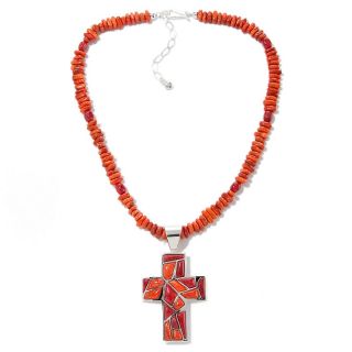 Jewelry Necklaces Drop Jay King Orange and Red Coral Pendant with
