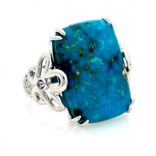 Heritage Gems Turtle Back Turquoise and Gemstone Sterling Silver Ring