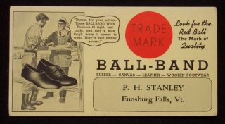 1940s Blotter Ball Band Shoe Stanley Enosburg Falls VT