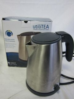 utiliTEA 30 Oz Electric Kettle Stainless Steel Body Finish Silver