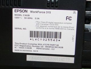 epson workforce 315 all in one inkjet printer