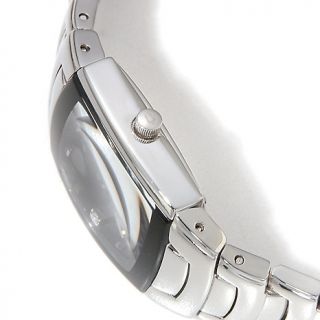 Bulova Ladies Diamond Accented Black Dial Stainless Steel Bracelet