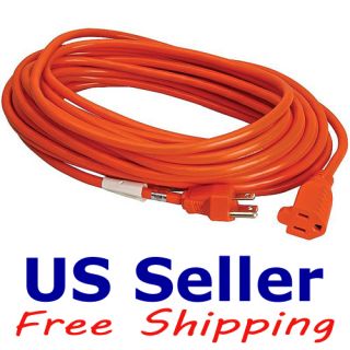  Outdoor 16 Gauge 3 Wire Extension Power Cord Orange ETL Listed