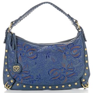 Sharif Pebbled Nappa Leather Floral Embroidered Hobo