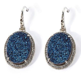 Jewelry Earrings Drop Hilary Joy Blue Drusy and White Topaz Lace