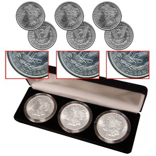 1921 P, D & S Brilliant Uncirculated Morgan Silver Dollars
