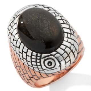 Hilary Joy Obsidian Copper and Sterling Silver Textured Ring