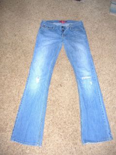 Hollister Destroyed Bootcut Button Fly Ultra Low Rise Denim Jeans Jr