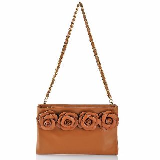 Clever Carriage Company Regal Rose Leather Clutch with Handmade Roses