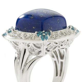 Victoria Wieck .97ct Cushion Lapis and Topaz Sterling Silver Frame