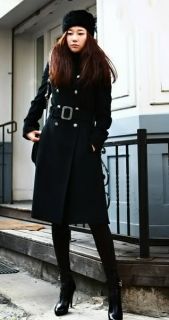 New Womens Long Sleeve Slim Fit Trench Double Breasted Coat Jacket