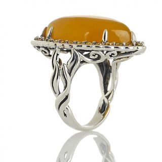 Jewelry Rings Gemstone Jade of Yesteryear Yellow Jade and CZ Ring