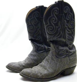 Mens Vtg Worn Tony Lama Elephant Grey Gray Cowboy Western Boots Sz 9D