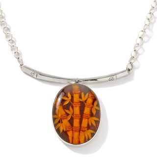 Age of Amber Age of Amber Oval Bamboo Intaglio 18 Drop Necklace