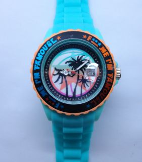  Rubber Silicone Iconic Graphics with Calendar Jelly Wrist Watch