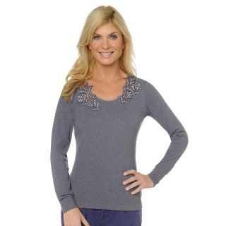 107 472 diane gilman dg2 long sleeve tee with lace and metallic studs