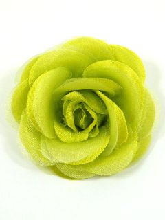 Handmade Fabric Rose Flower Brooch Pin BGA9 Green 2856