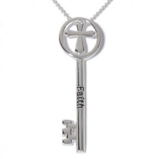 107 6274 sterling silver faith cross station key pendant with 18 chain