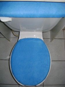solid blue fleece fabric toilet seat cover set