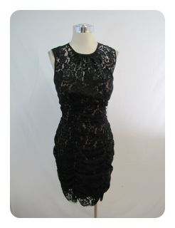 New Eliza J Black Brown Lace Cinched Sleeveless Scoop Neck Sheath