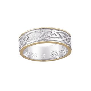 106 9781 sterling silver two tone engraved celtic wedding band note