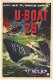BOAT 29 MOVIE POSTER 1939 WW II WORLD WAR 2