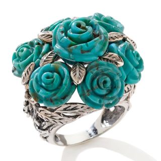 Sally C Treasures Turquoise Rose Bouquet Sterling Silver Ring