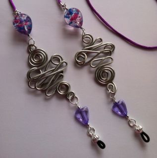 Purple Blue and Pink Confetti Beaded Eyeglass Chain