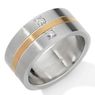 115 928 men s 2 tone stainless steel cz accented 10mm wedding band