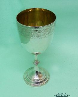 Frederick Elkington Co Sterling Silver Large Cup Goblet England 1886