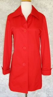 ELLEN TRACY COMPANY Red Trench Style Coat XS NWT NEW Rain Jacket Fall