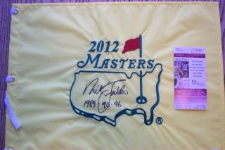 Awesome Nick Faldo Autographed 2012 Masters Golf Flag