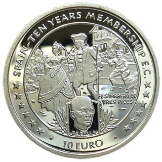 Isle of Man 10 Euro 1996 PF Silver Manuel de Falla