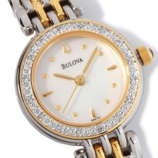 Bulova Bulova Ladies 2 Tone Round Diamond Bezel Bracelet Watch