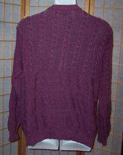 Peruvian Connection Purple Pima Cotton V Neck Cardigan Sweater L