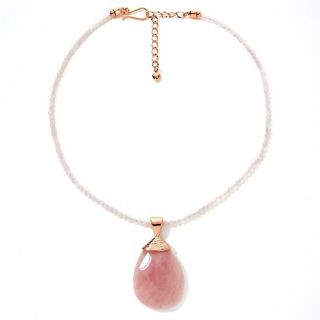 Jay King Rose Quartz Copper Pendant and Beaded 18 1/4 Necklace