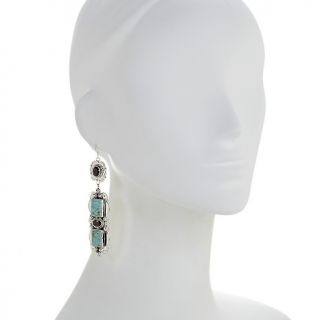 Chaco Canyon Southwest Jewelry Elongated Turquoise and Garnet Sterling