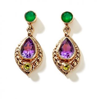 Nicky Butler 4ct Amethyst, Green Chalcedony and Peridot Bronze Drop